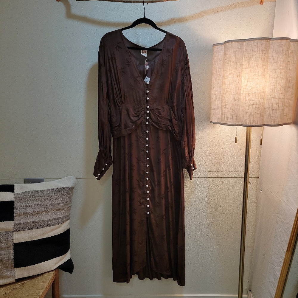 ELF Chocolate 'Juliette' Long Sleeve Dress